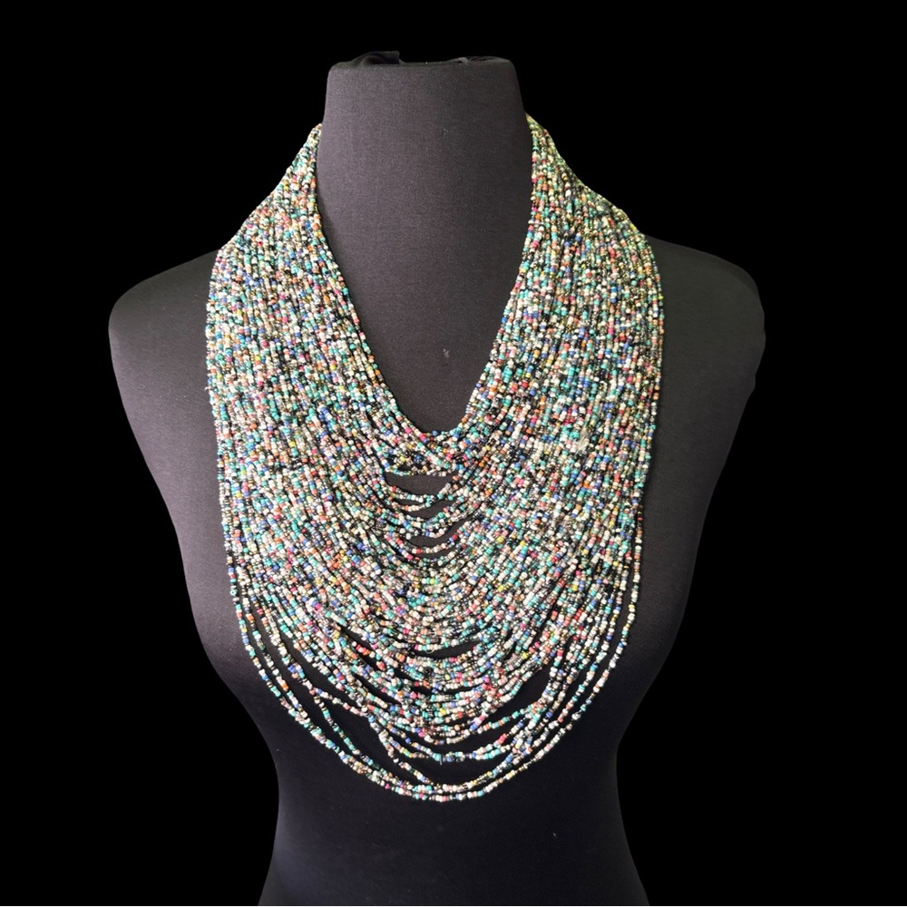 Handmade Multistrand Seed Bead Statement Necklace